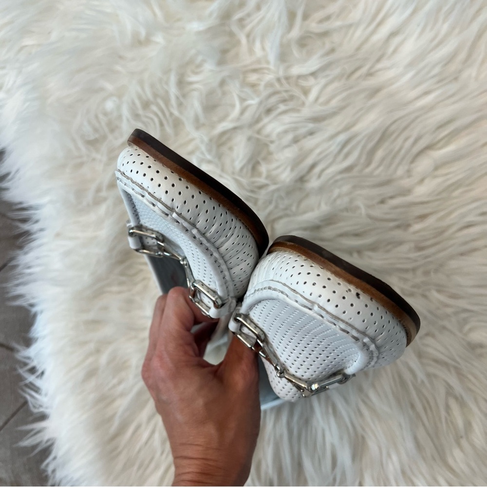 Women's White Loafers with Silver Accents - Picture 4 of 9